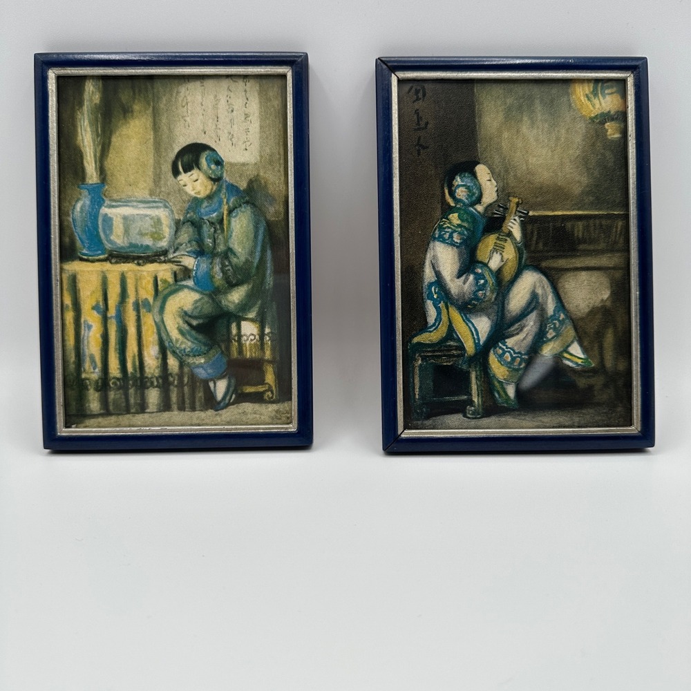 VTG Wylog Fong Chinatown Art Prints "Daang-loong" "Yute Cum" Original Frames